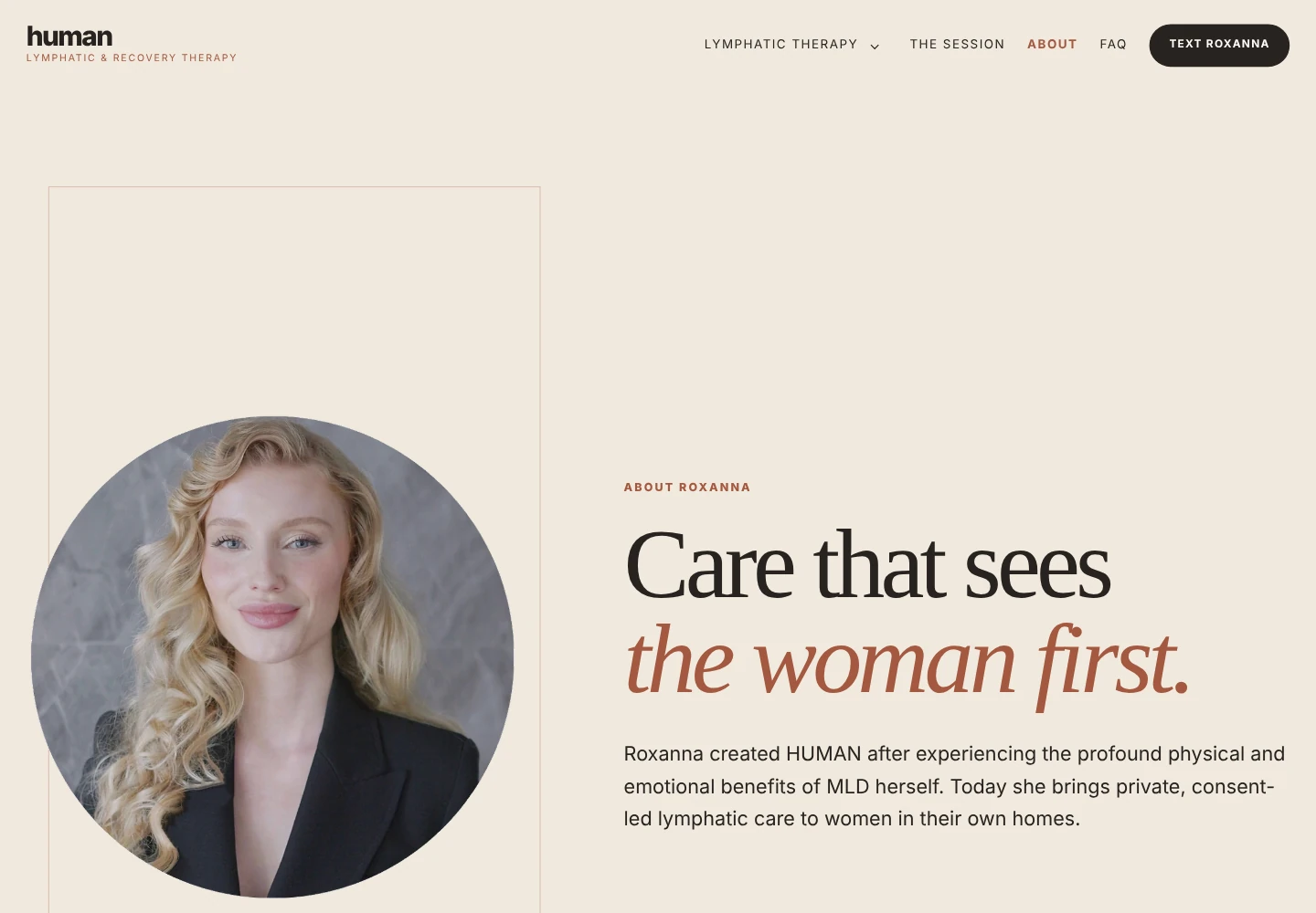 HUMAN founder and practitioner About page preview