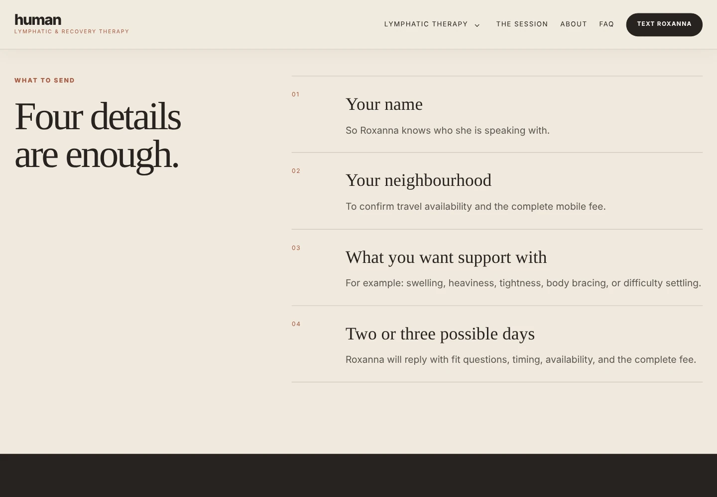 HUMAN text-first booking journey preview