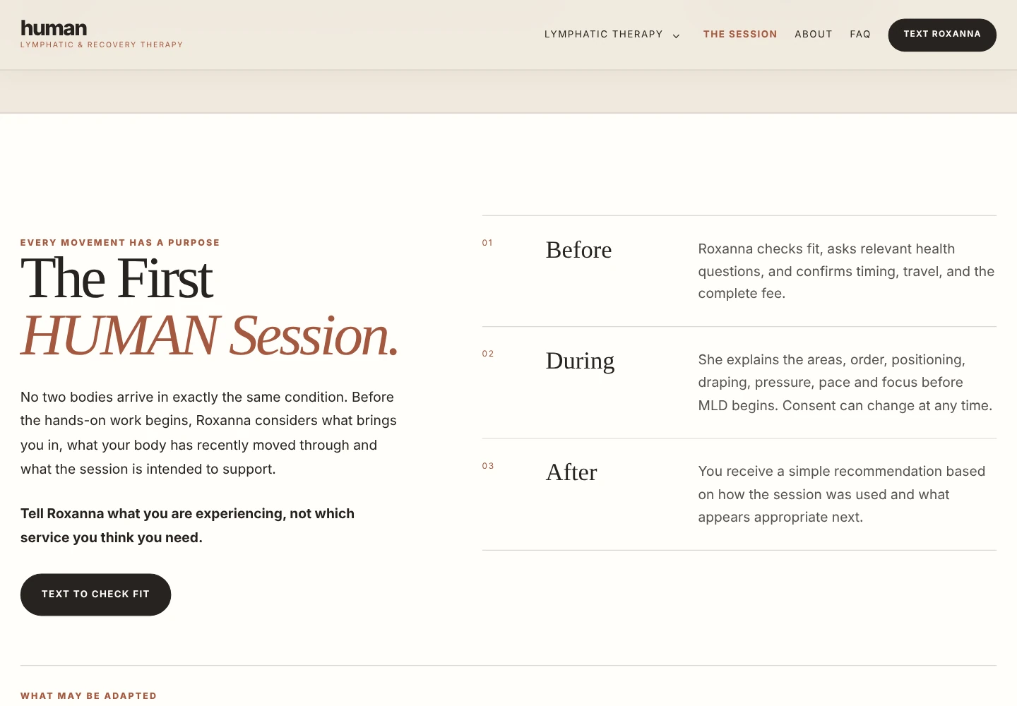 HUMAN first-session service architecture preview
